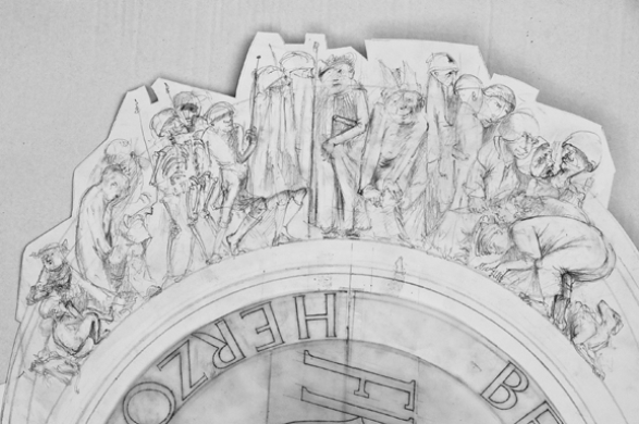 Zeichnerischer Relief- Entwurf rechts Bleistift 60x30cm W.Dreysse