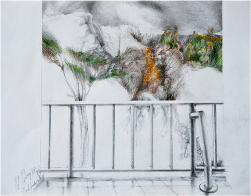 Sanatorium 2 Bleistift Farbstift 30x42cm W.Dreysse