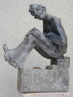 Zither Reinhold Brunnen, Halle - Bildhauer Wolfgang Dreysse